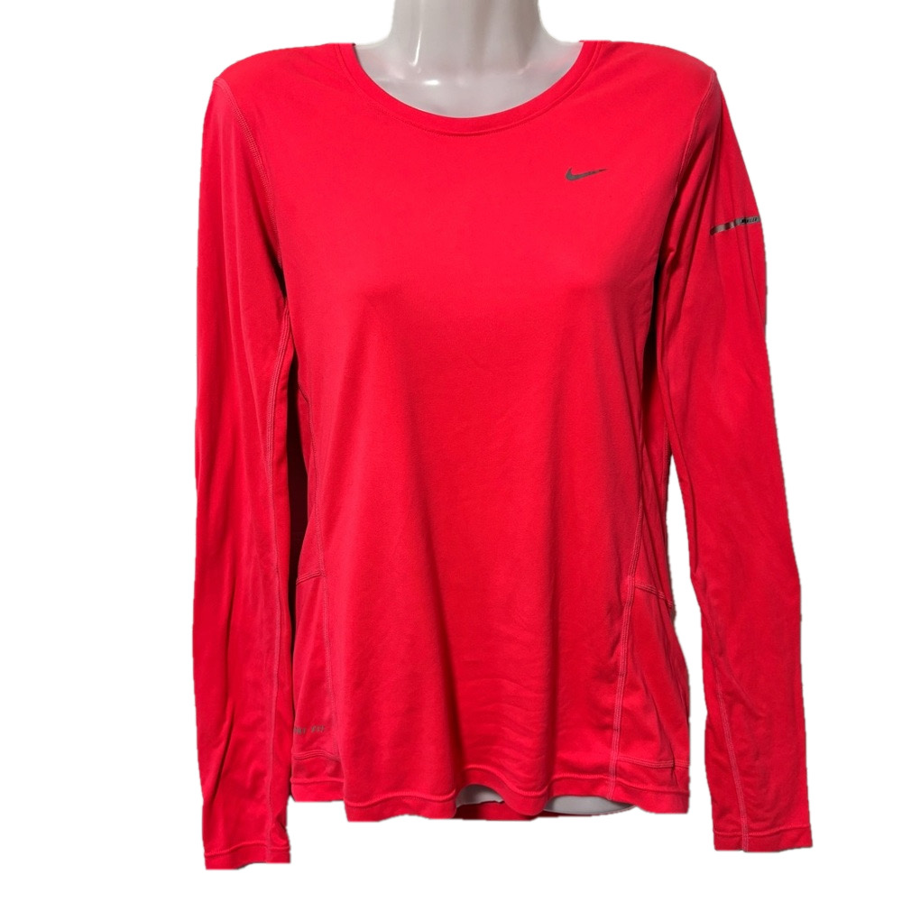 Nike Womens Miler Dynamic Long Sleeve Pink Athletic Running Top Size Small